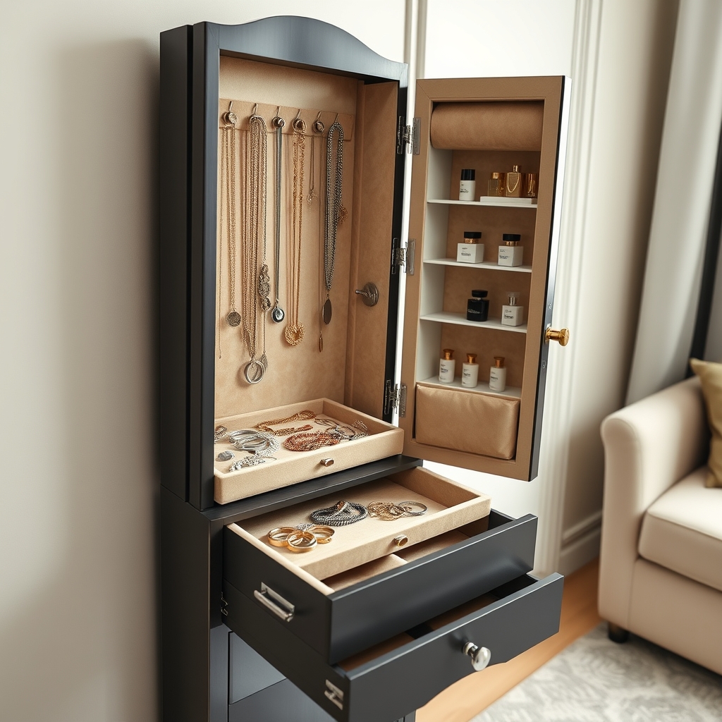 jewelry armoire in action