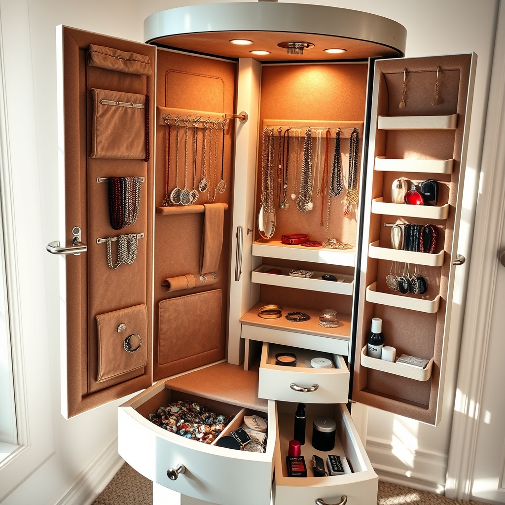 jewelry armoire in action